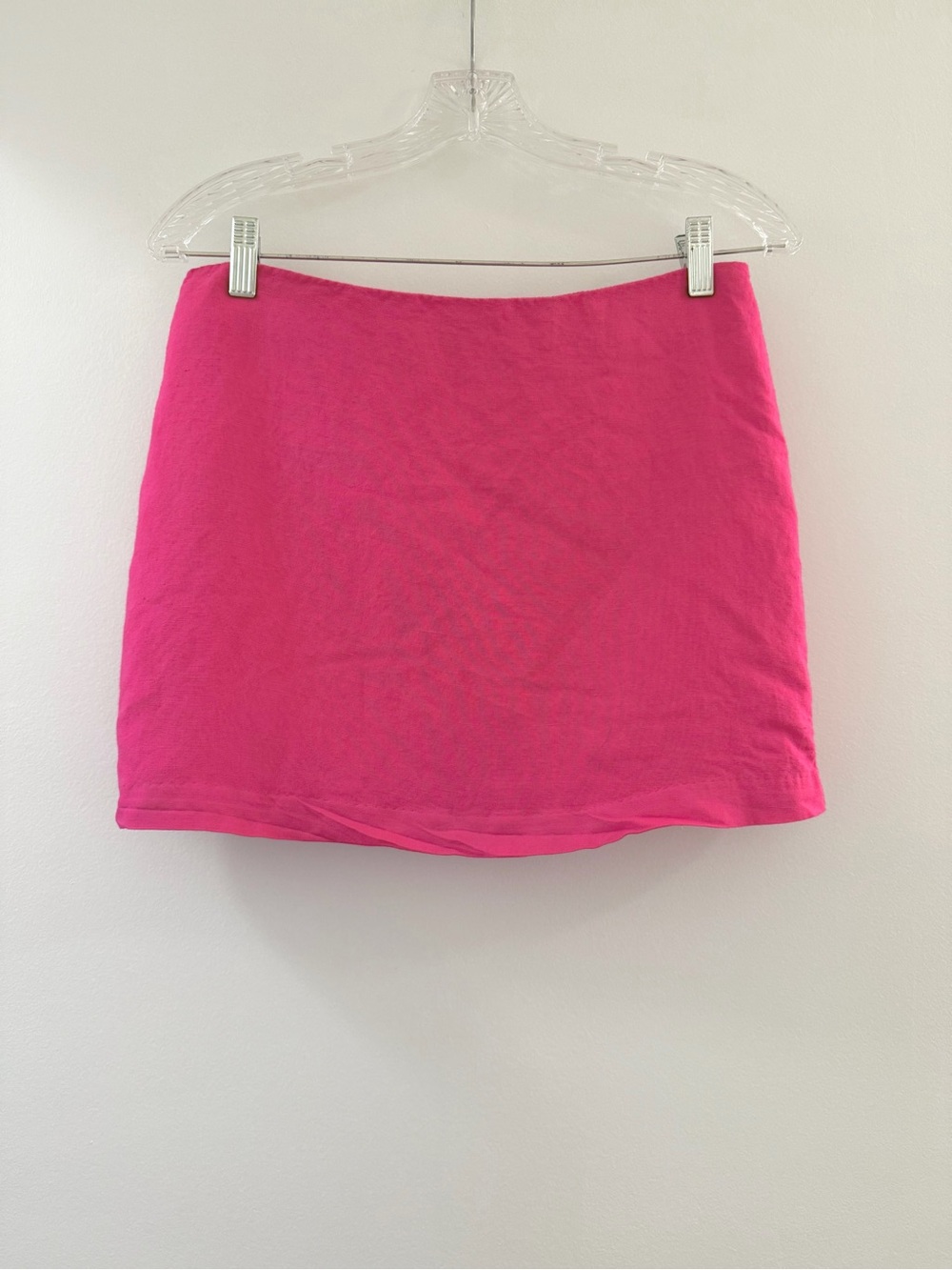 💖H&M Hot Pink Linen Mini Skirt with Back Zipper Closure Size 6💖